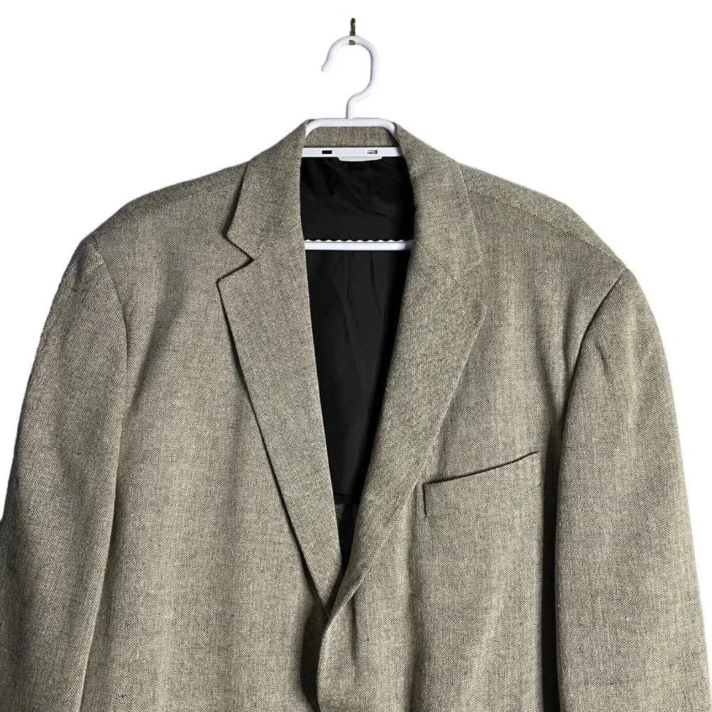 Paolo Giordano Men's Gray Herringbone Single Breasted Notch Lapel Blazer